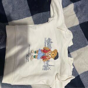 Ralph Lauren White Sweatshirt with Bear in Red and Blue